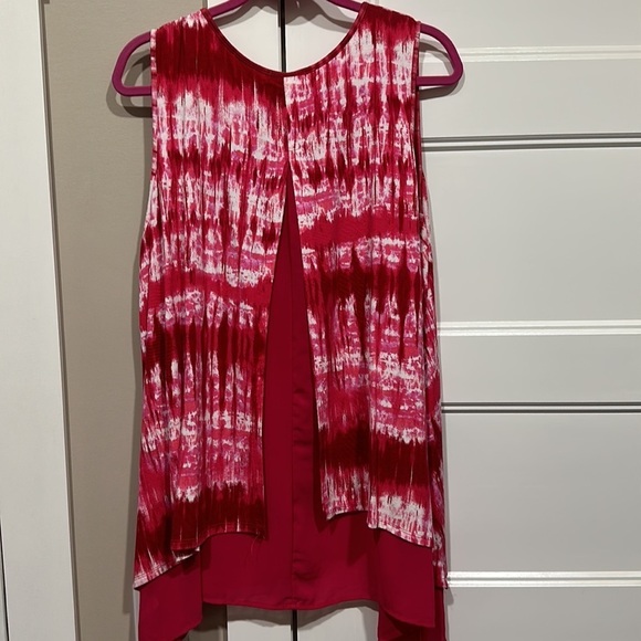 AVA James Sz 2x pink/red/white Tie Dye sleeveless top EUC - Picture 4 of 4